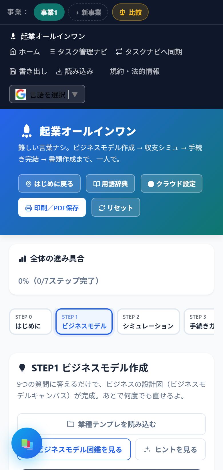 起業・開業 手続きシステム
